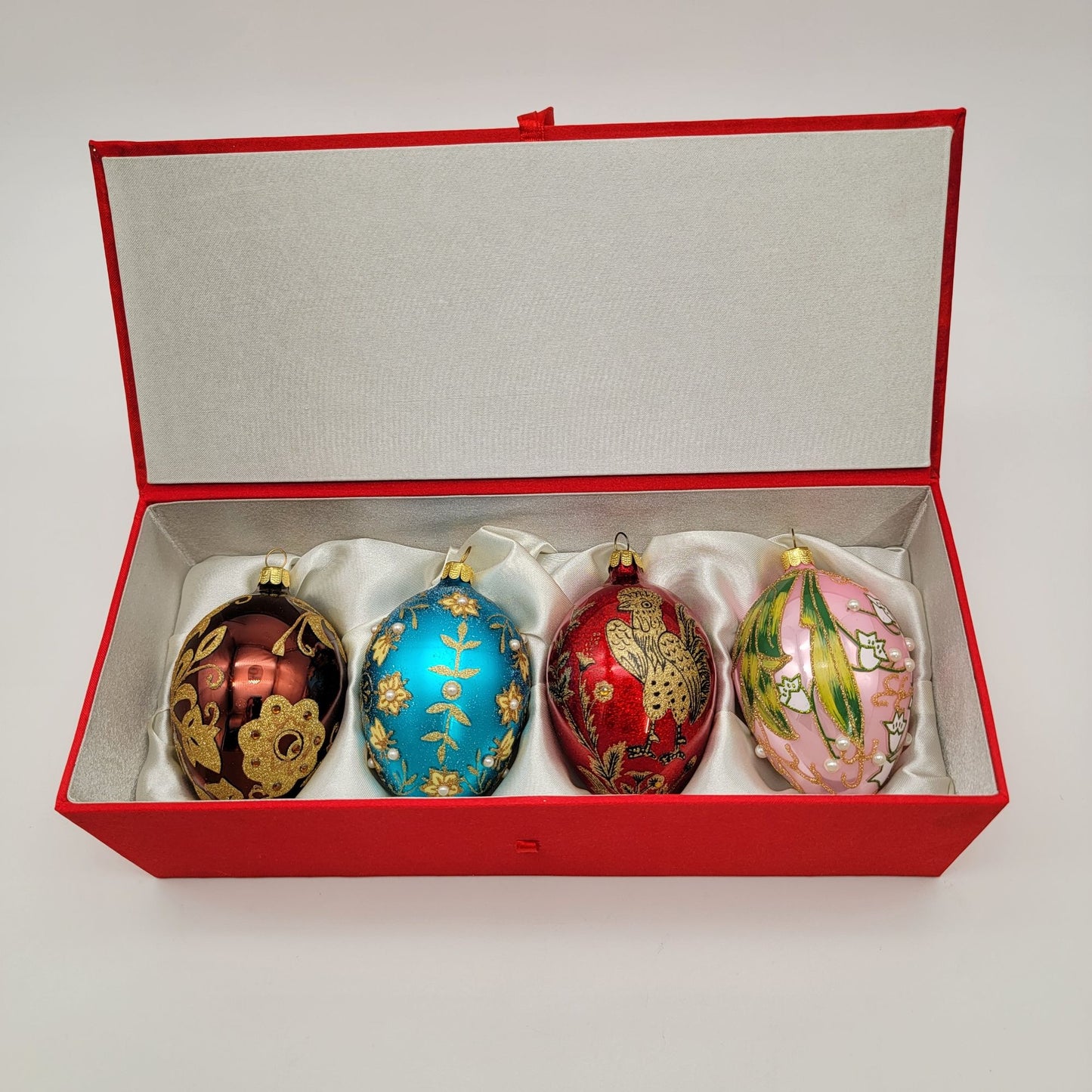 Joan Rivers Russian Imperial Faberge Glass Egg Ornament Set