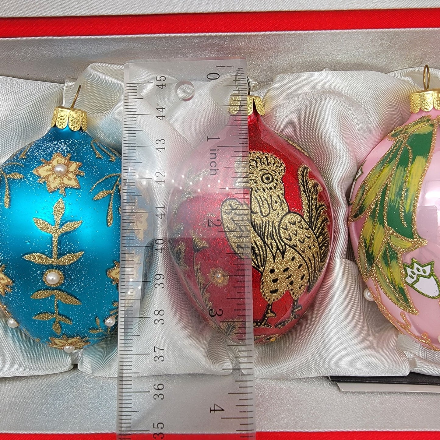Joan Rivers Russian Imperial Faberge Glass Egg Ornament Set