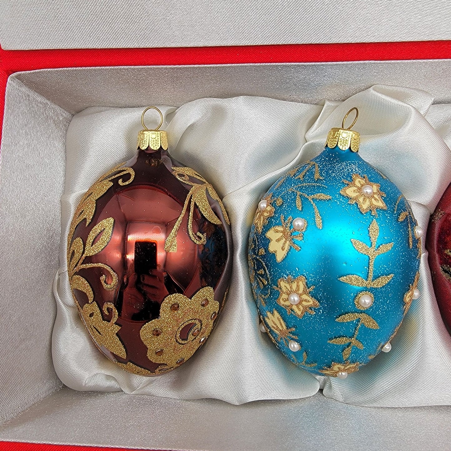 Joan Rivers Russian Imperial Faberge Glass Egg Ornament Set