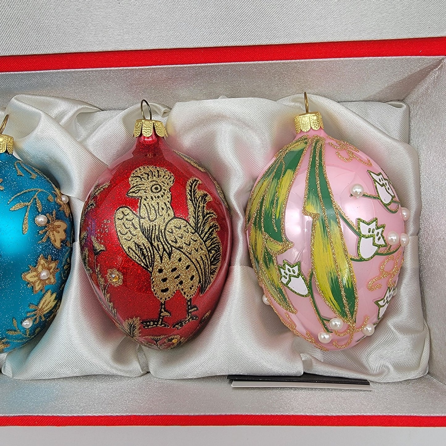 Joan Rivers Russian Imperial Faberge Glass Egg Ornament Set