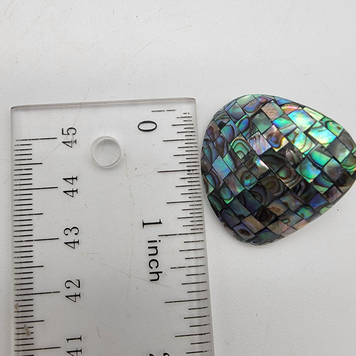 Vintage Abalone Shell Mosaic Button Earrings
