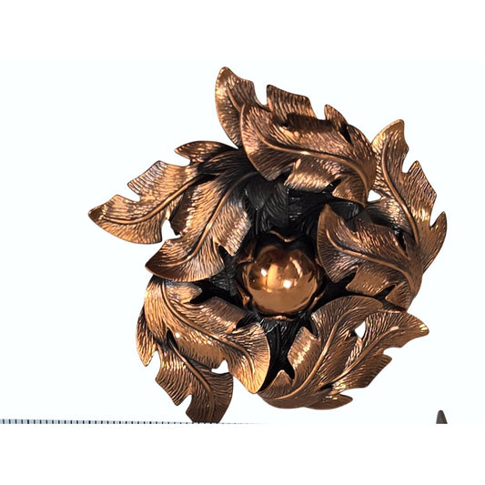 Vintage Solid Copper Bell Trading Company Leaf Wreath Brooch