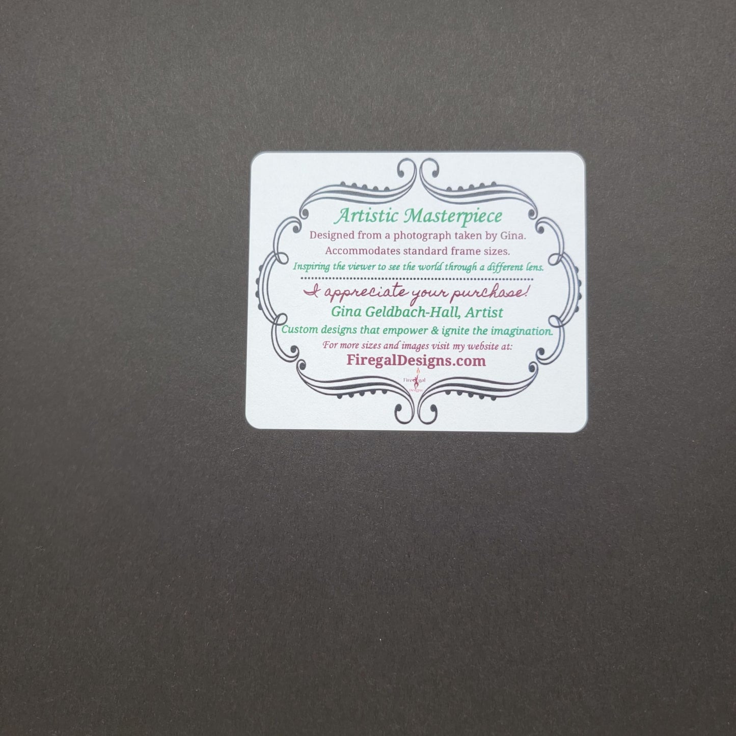 "On The Bluff" 16x20" Photograph Print By Gina Geldbach-Hall Firegal Designs COA