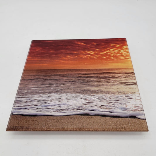 Ocean Sunset Glass Wall Art Decor