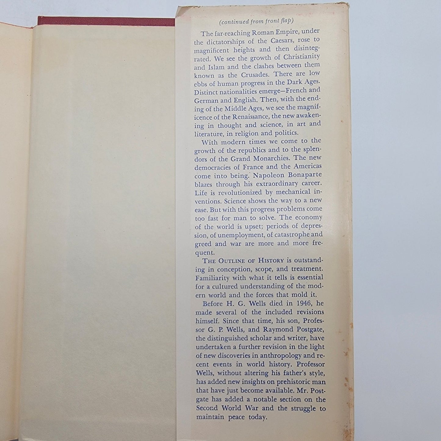 The Outline Of History By H.G. Wells Hard-Cover Book Volume I & II