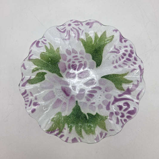 Sydenstricker Fused Glass Purple Floral Bowl