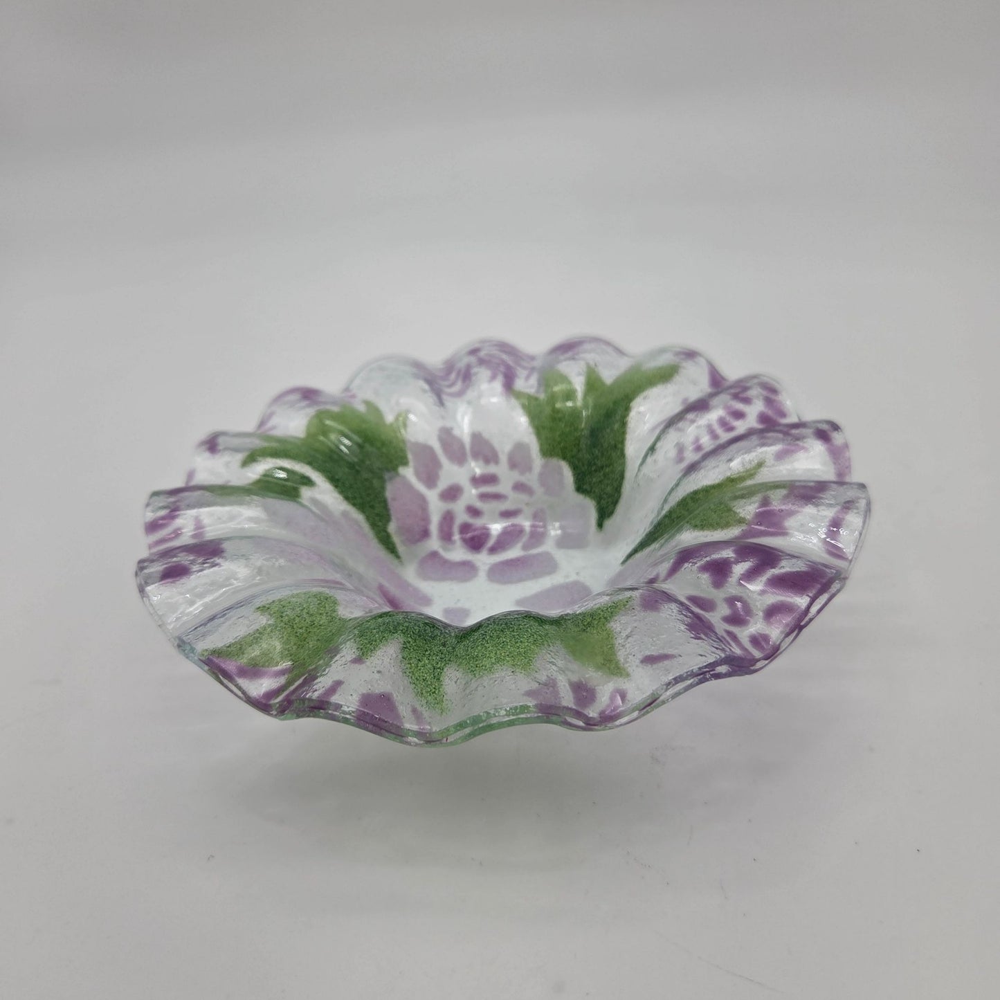 Sydenstricker Fused Glass Purple Floral Bowl