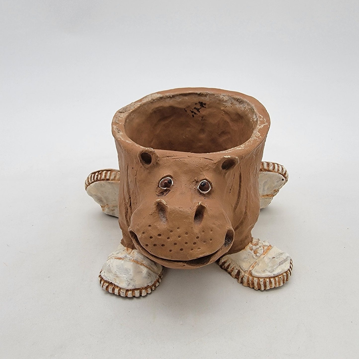 Vintage 1973 Dave Grossman Art Pottery Hippo Planter
