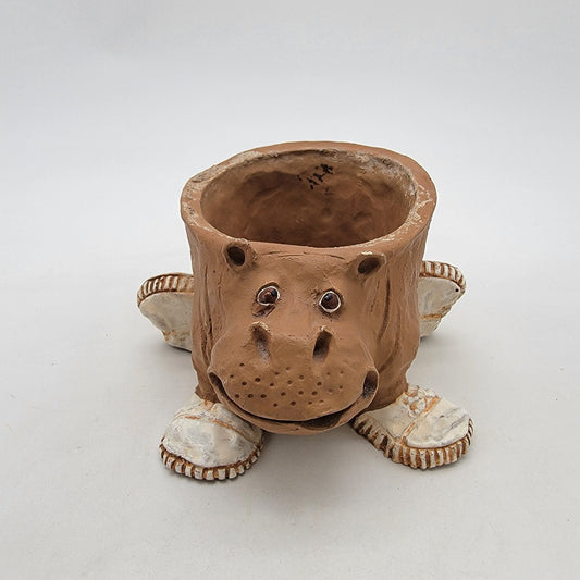 Vintage 1973 Dave Grossman Art Pottery Hippo Planter