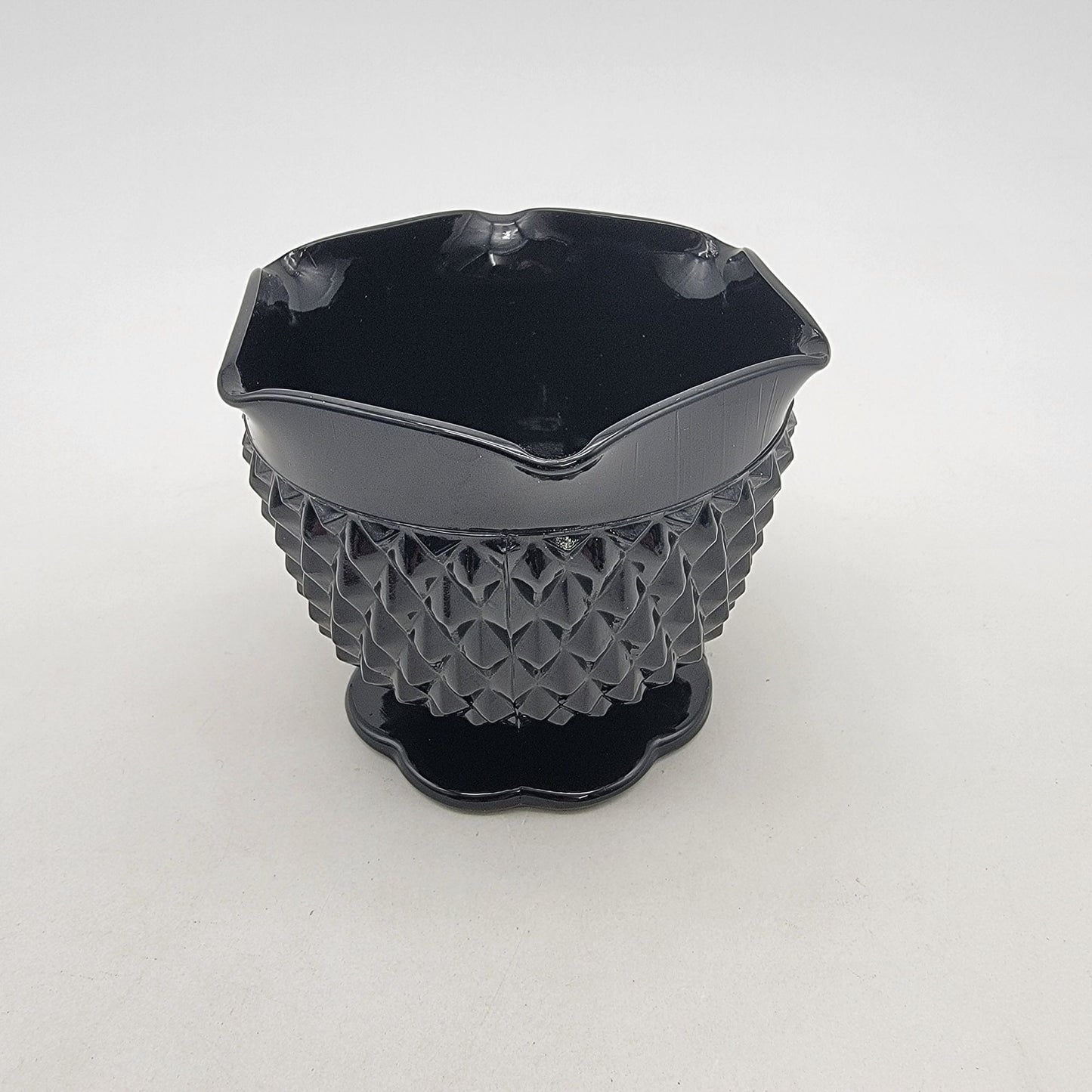 Vintage Indiana Glass Tiara Cameo Black Diamond Point Candle Holder
