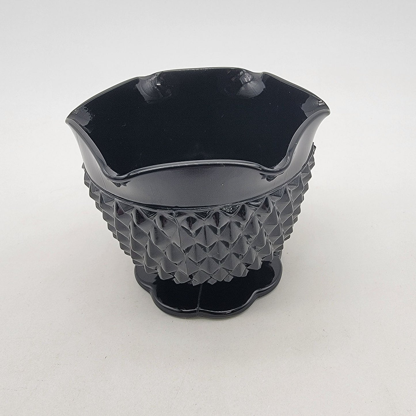 Vintage Indiana Glass Tiara Cameo Black Diamond Point Candle Holder