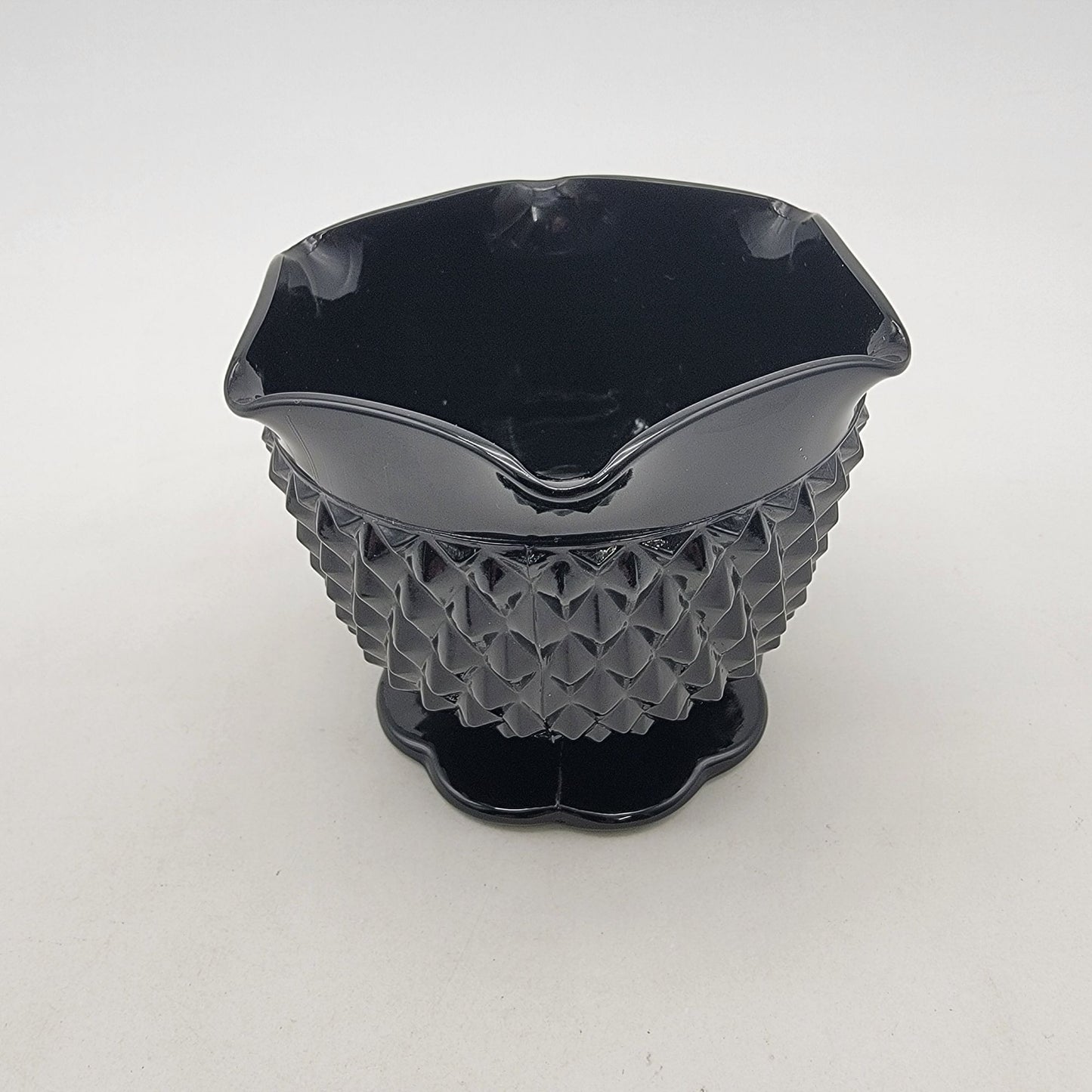 Vintage Indiana Glass Tiara Cameo Black Diamond Point Candle Holder