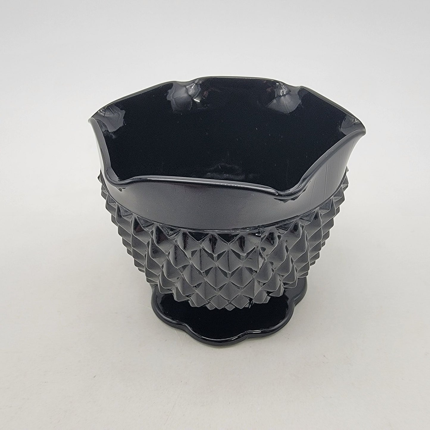 Vintage Indiana Glass Tiara Cameo Black Diamond Point Candle Holder