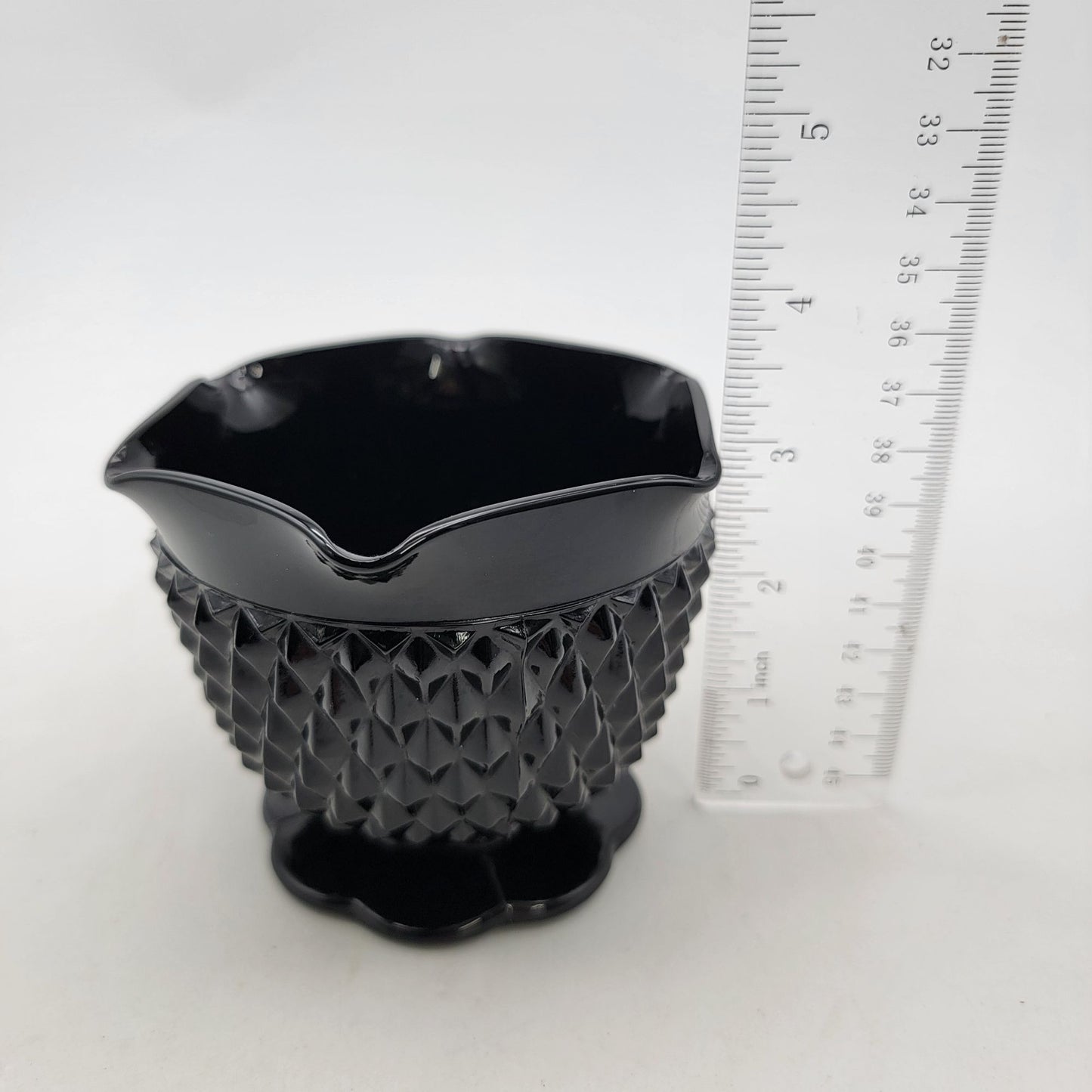 Vintage Indiana Glass Tiara Cameo Black Diamond Point Candle Holder