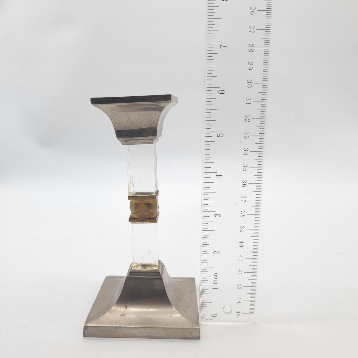 1960s Hollywood Regency Lucite and Metal Candlesticks Pair