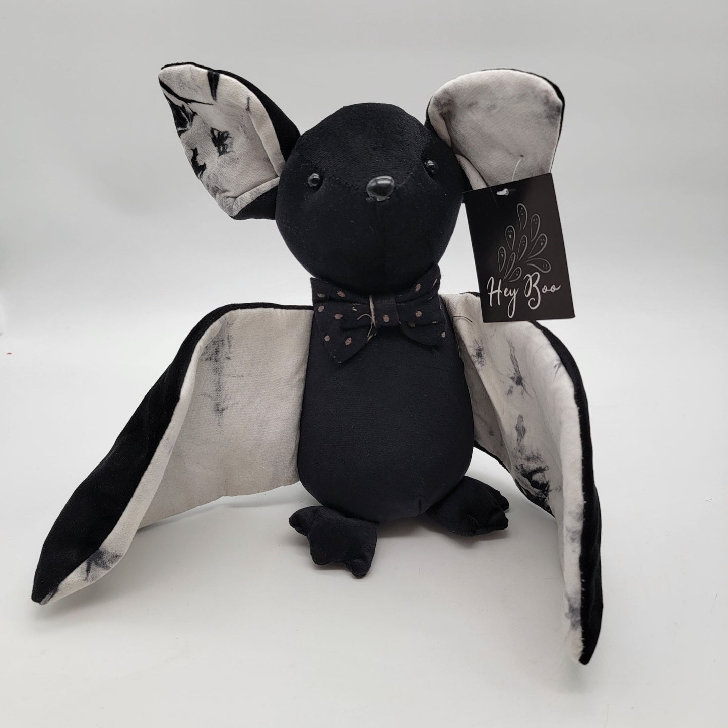 Hey Boo Black & White Bat Plush Toy