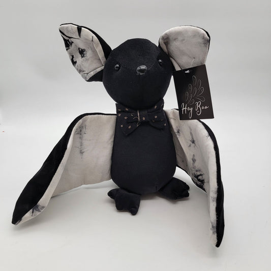 Hey Boo Black & White Bat Plush Toy