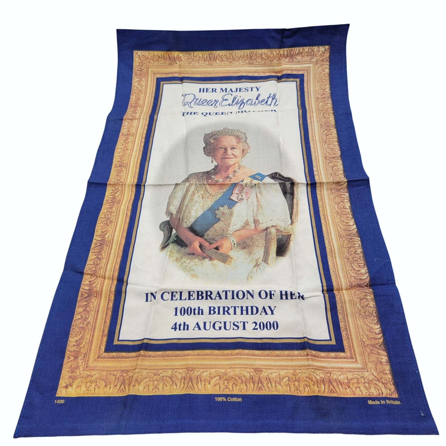 Pair of Vintage British Tea Towels - 1982 The Peak District  & 2000 Her Majesty Queen Elizabeth The Queen Mother