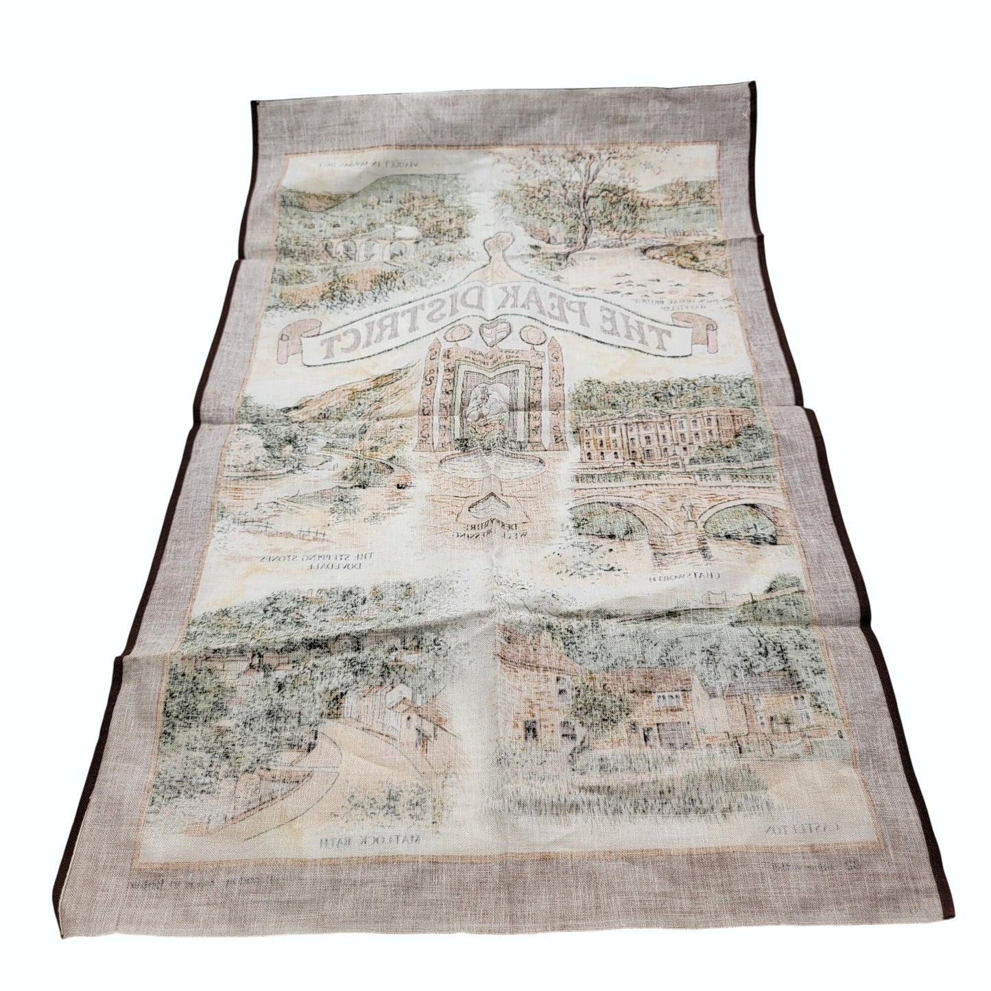 Pair of Vintage British Tea Towels - 1982 The Peak District  & 2000 Her Majesty Queen Elizabeth The Queen Mother