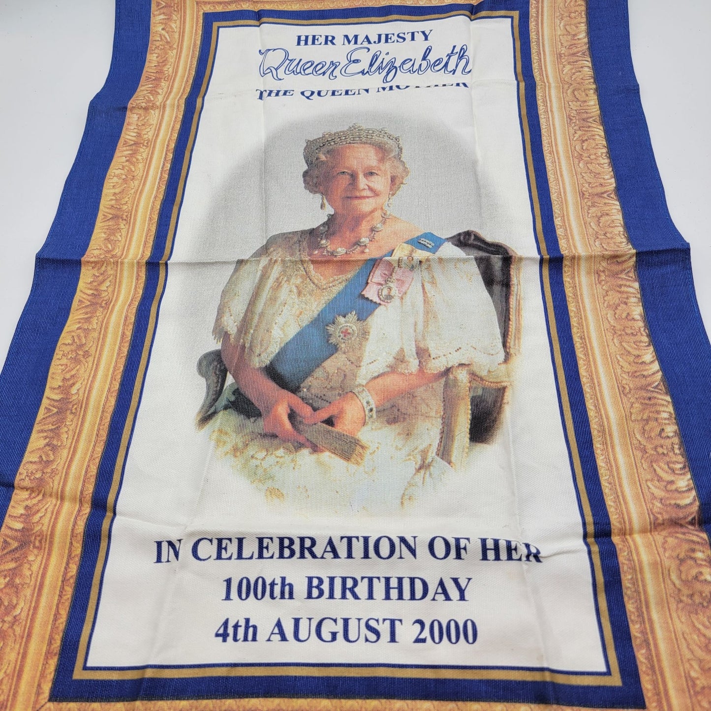 Pair of Vintage British Tea Towels - 1982 The Peak District  & 2000 Her Majesty Queen Elizabeth The Queen Mother