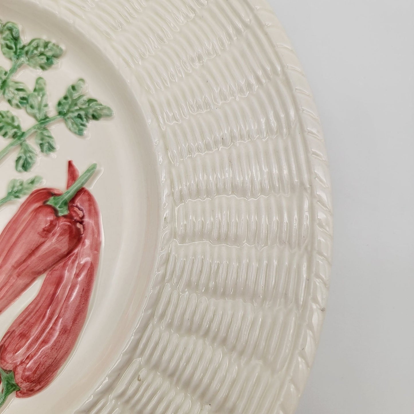 Vintage Fitz & Floyd Garden Basket Plate With Vegetables & Basketweave Edge