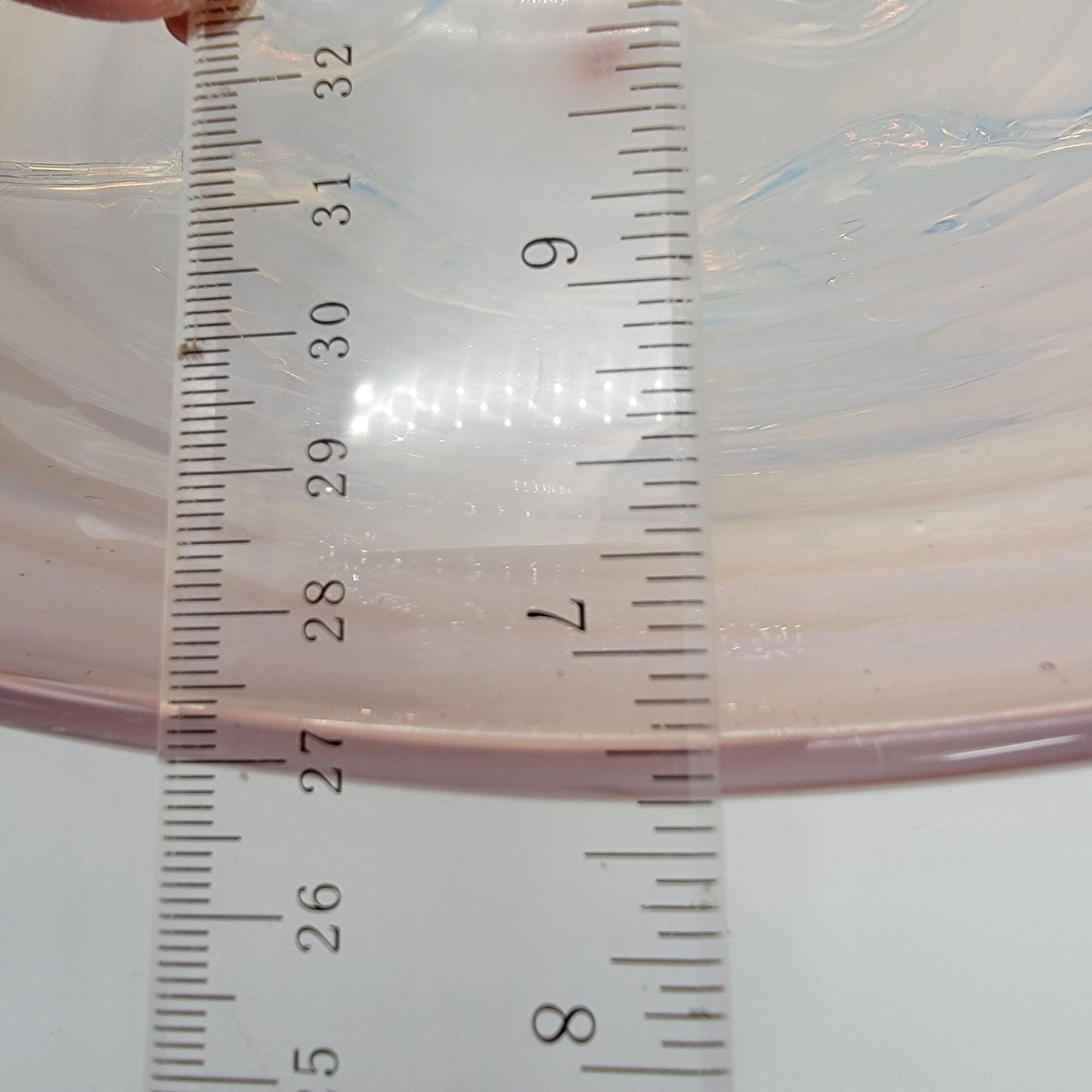 Large Cenedese Murano Glass Footed Console Bowl Pink Sommerso Swirl