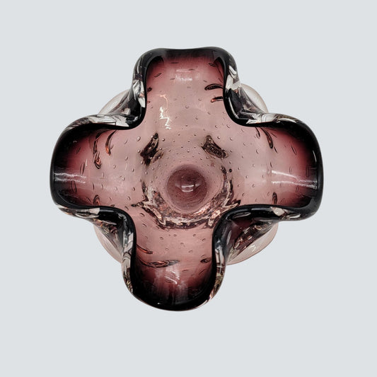 Mid Century Murano Barovier & Toso Amethyst Purple Bullicante Glass Ashtray Bowl