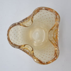 Mid-Century Barovier & Toso Murano Miniature Bullicante Amber Glass Bowl