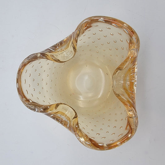 Mid-Century Barovier & Toso Murano Miniature Bullicante Amber Glass Bowl