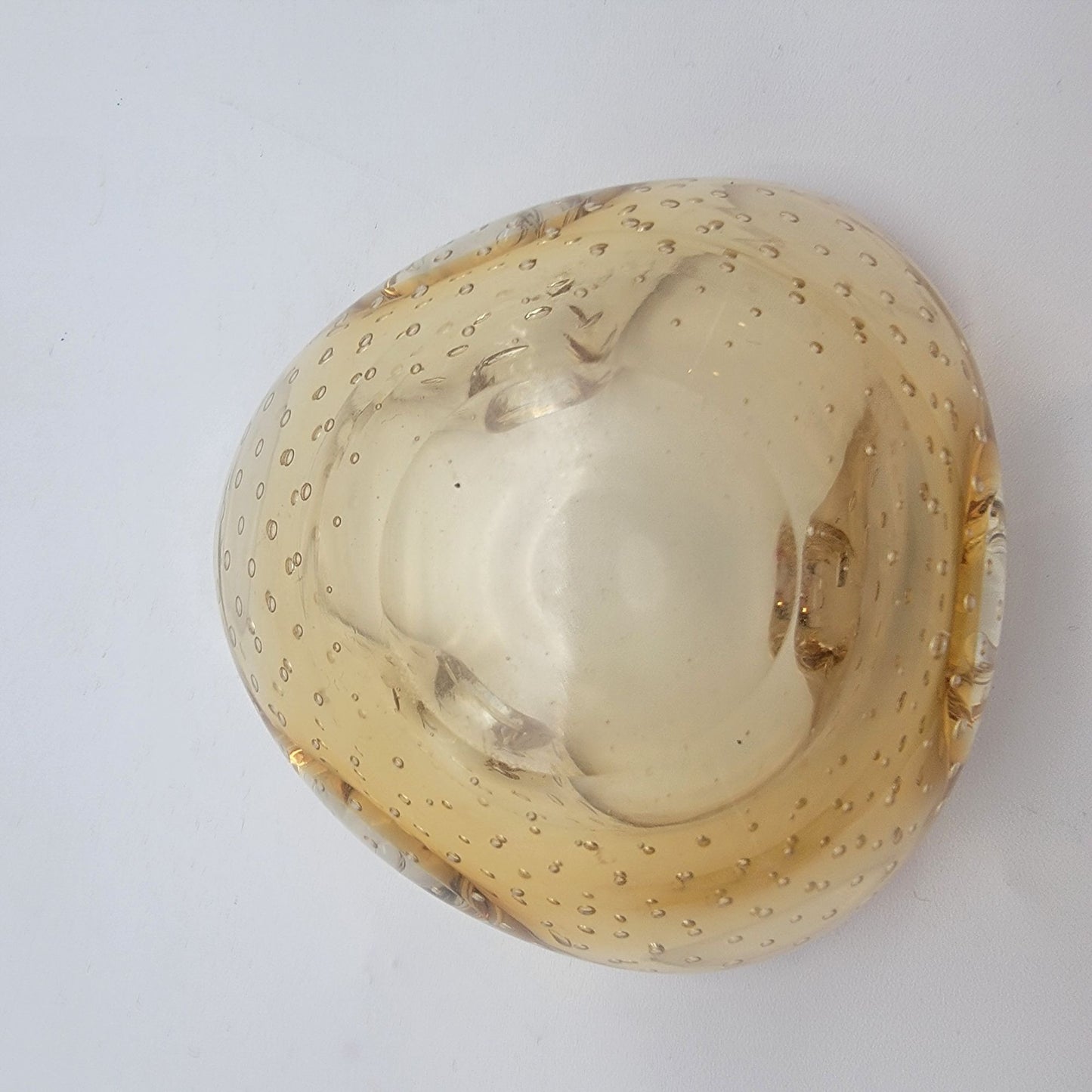 Mid-Century Barovier & Toso Murano Miniature Bullicante Amber Glass Bowl