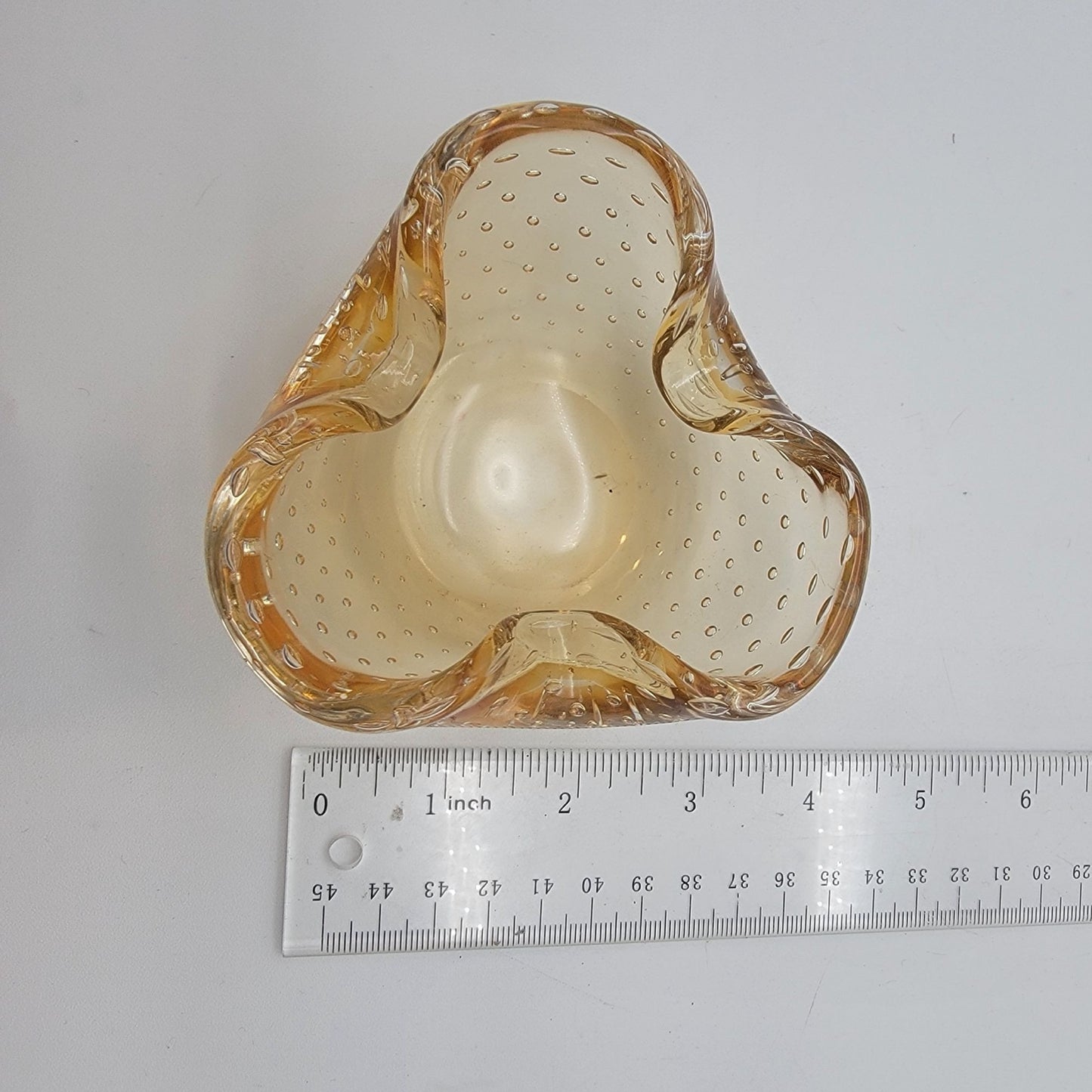 Mid-Century Barovier & Toso Murano Miniature Bullicante Amber Glass Bowl