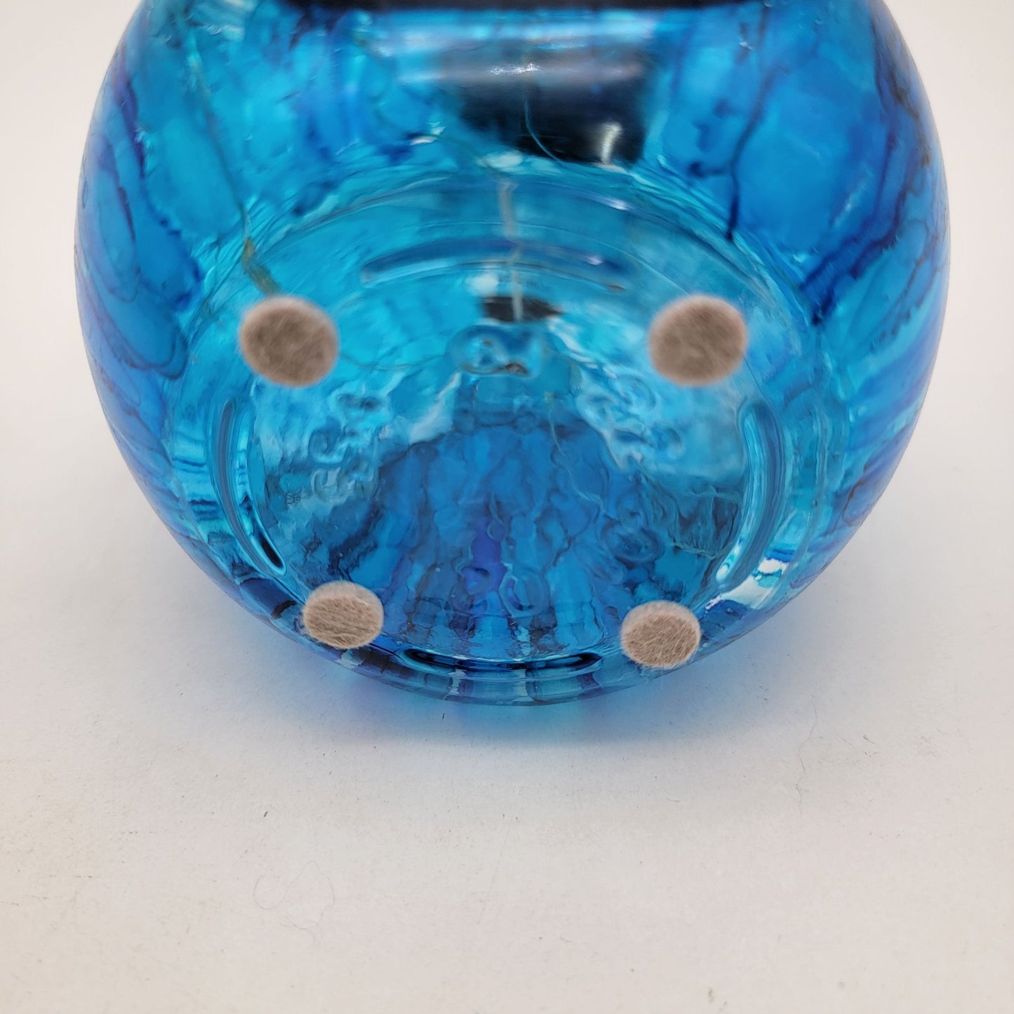 Hand Painted Blue Glass Bottle With Tree Of Life Charm & Cork Stopper Decorative Vase