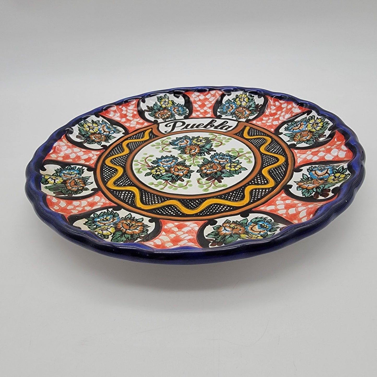 Puebla Talavera Arte Cruz Mexican Pottery Plate