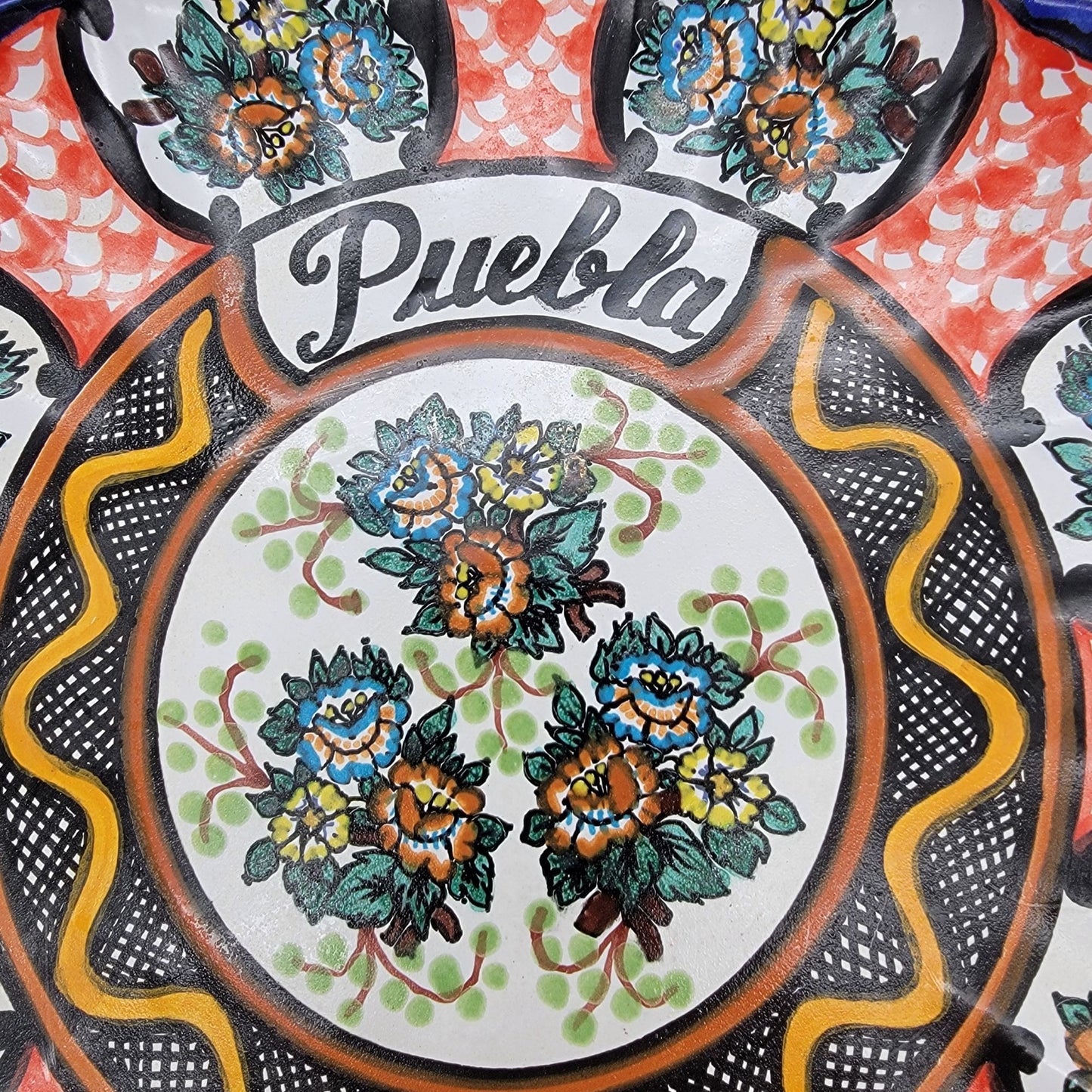Puebla Talavera Arte Cruz Mexican Pottery Plate