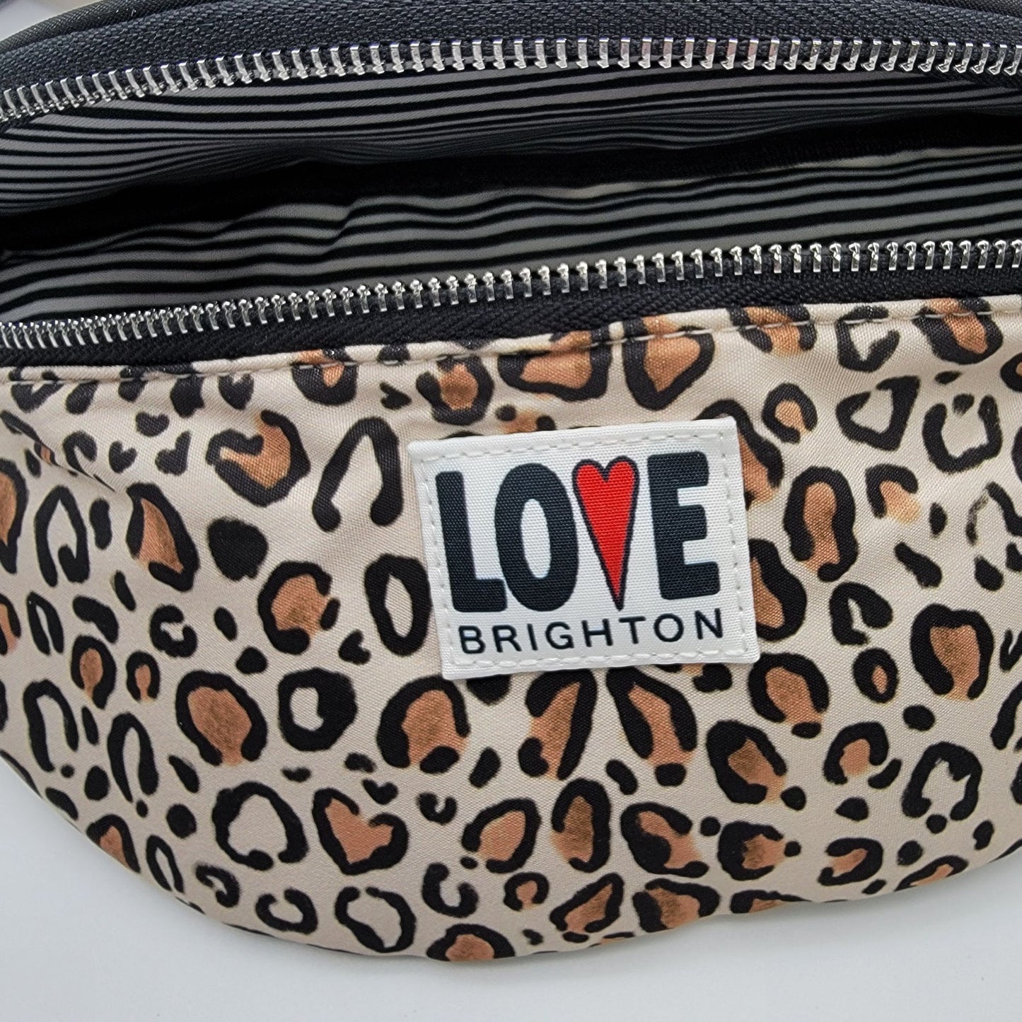 LOVE Brighton Wild Cat Belt Bag Leopard Print Designed By Britney Drumheller