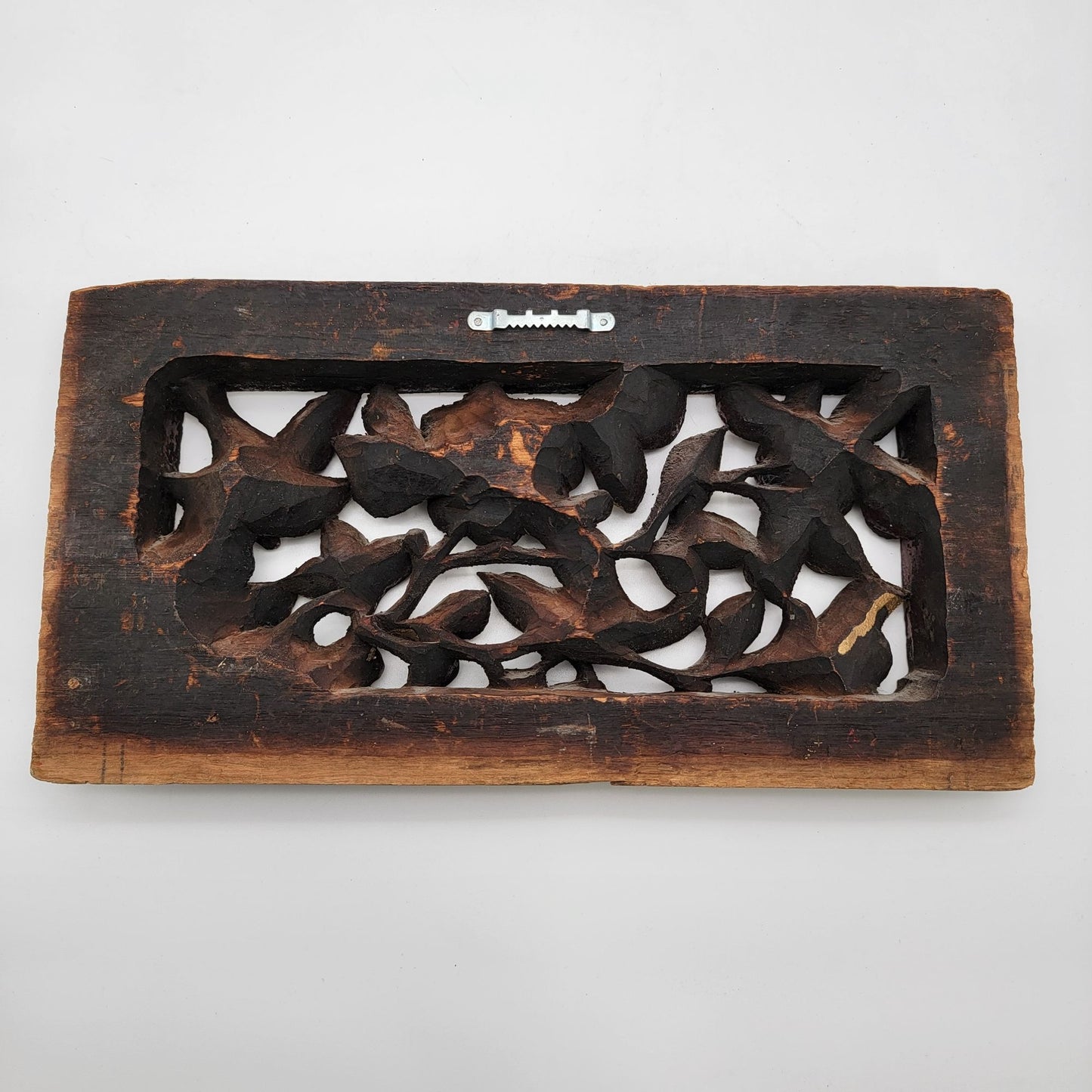 Vintage Gilded Hand-Carved Wood Relief Panel Birds & Flowers