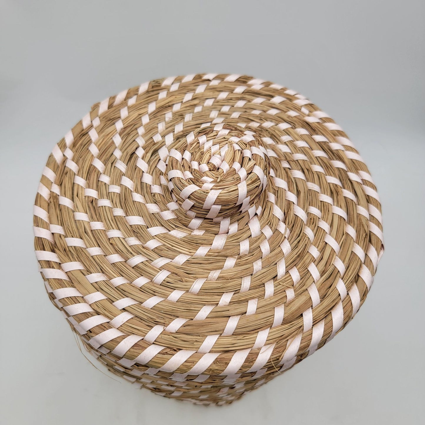 Handwoven Sweetgrass Lidded Decorative Waste Basket