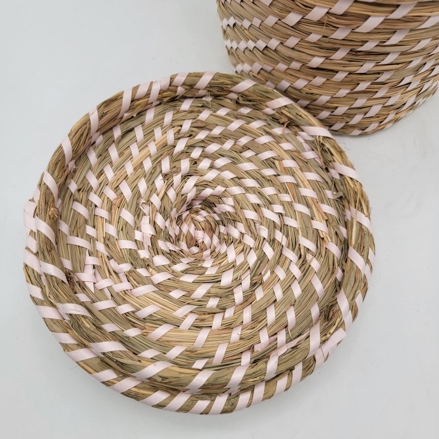 Handwoven Sweetgrass Lidded Decorative Waste Basket