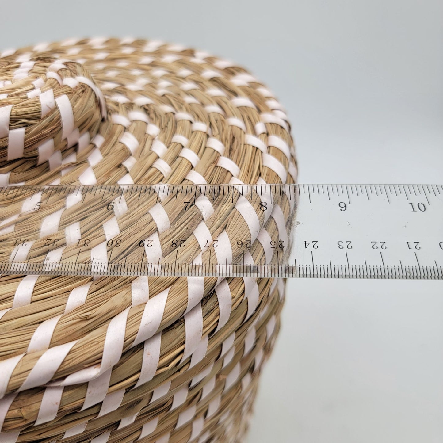 Handwoven Sweetgrass Lidded Decorative Waste Basket