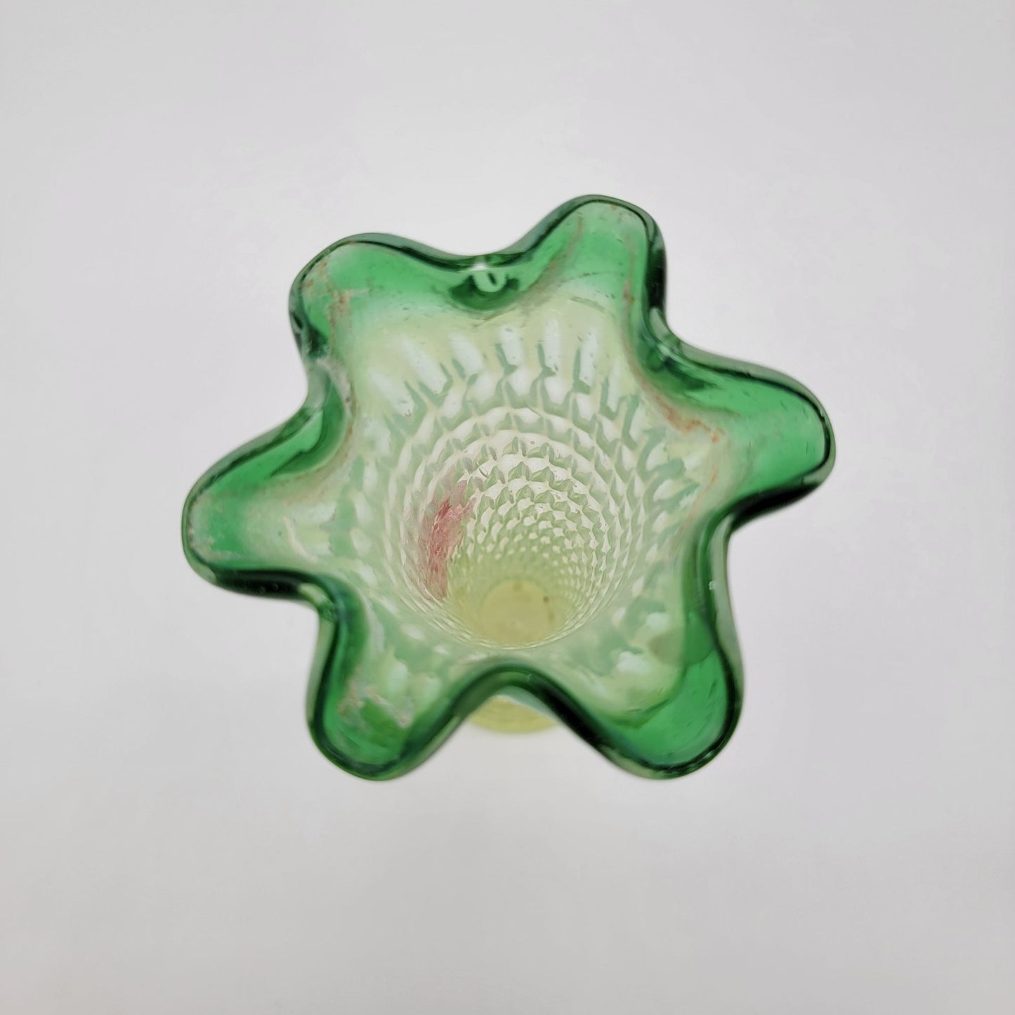 Antique Bohemian Art Glass Vase With Applied Flowers Victorian Era