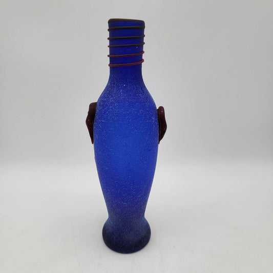 Murano Scavo 1960s Blue Bottle Vase
