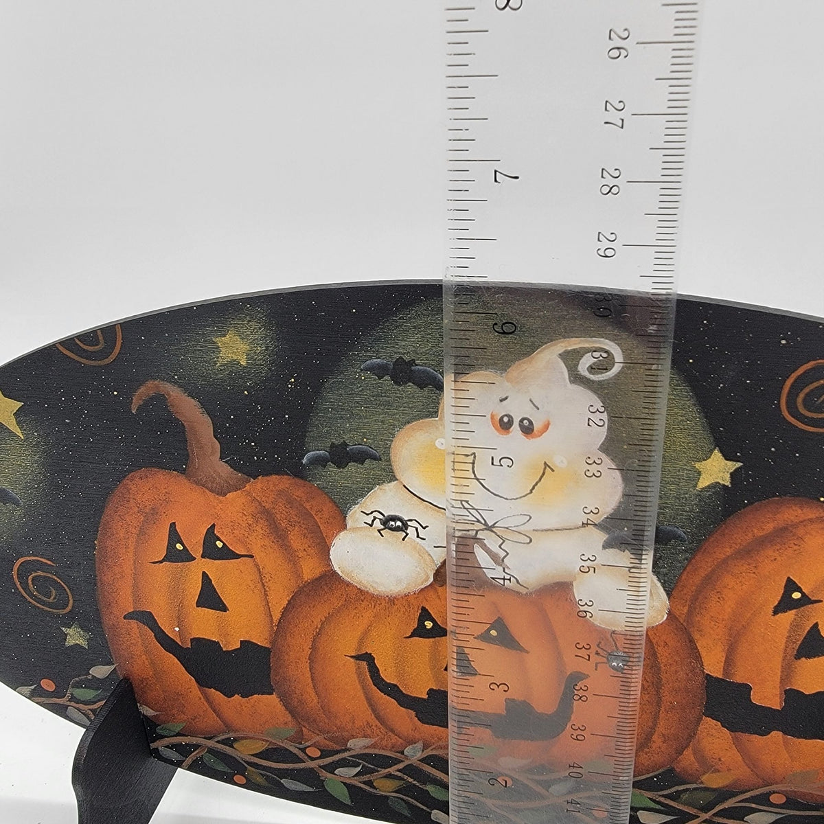 Adorable Ghost Pumpkin Plaque With Stand