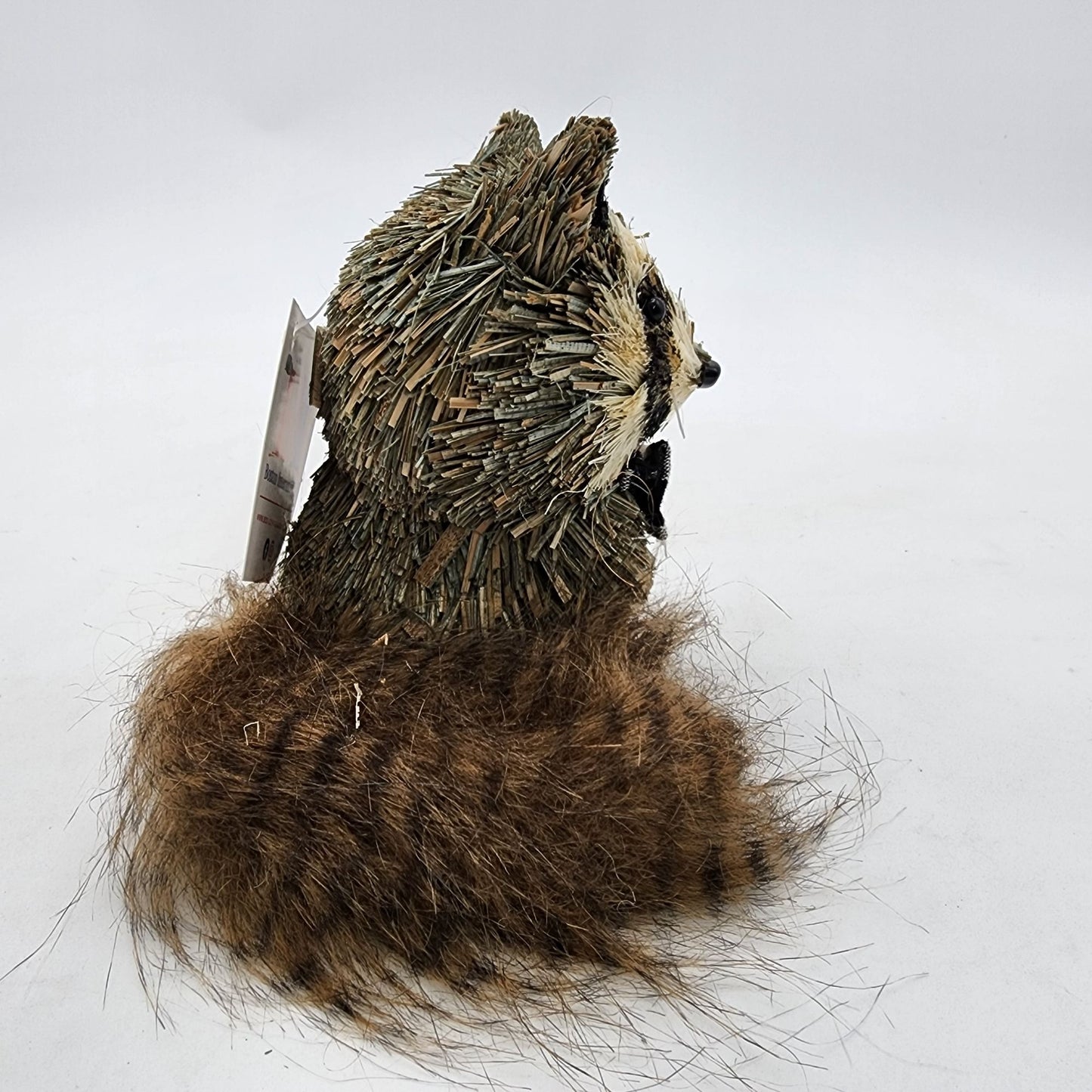 Sisal Raccoon Figurine With Plaid Bowtie