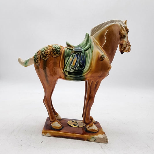 Vintage Chinese Tang Dynasty Style Ceramic Horse Figurine