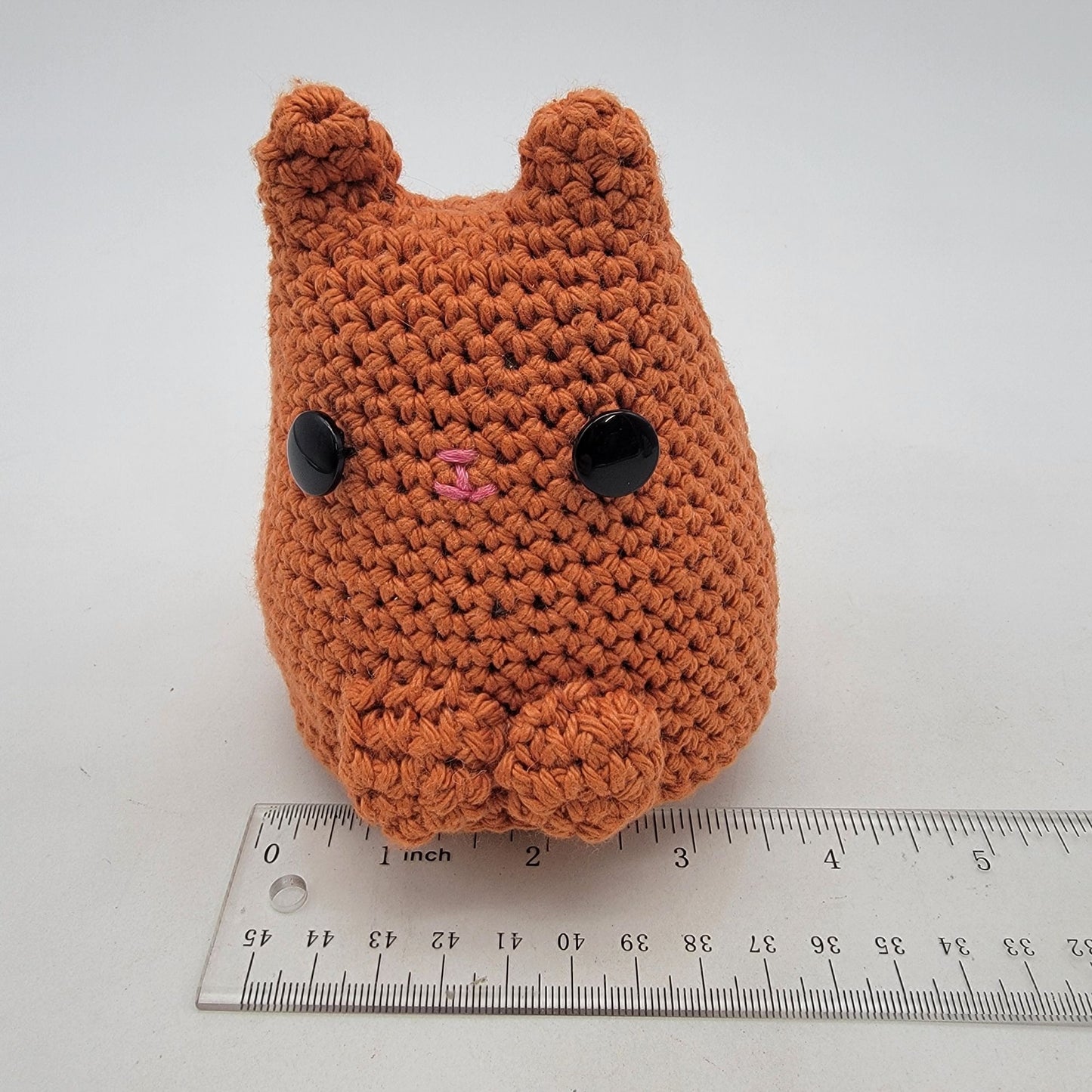 Hand Crocheted Dumping Kitty Orange Cat Plush