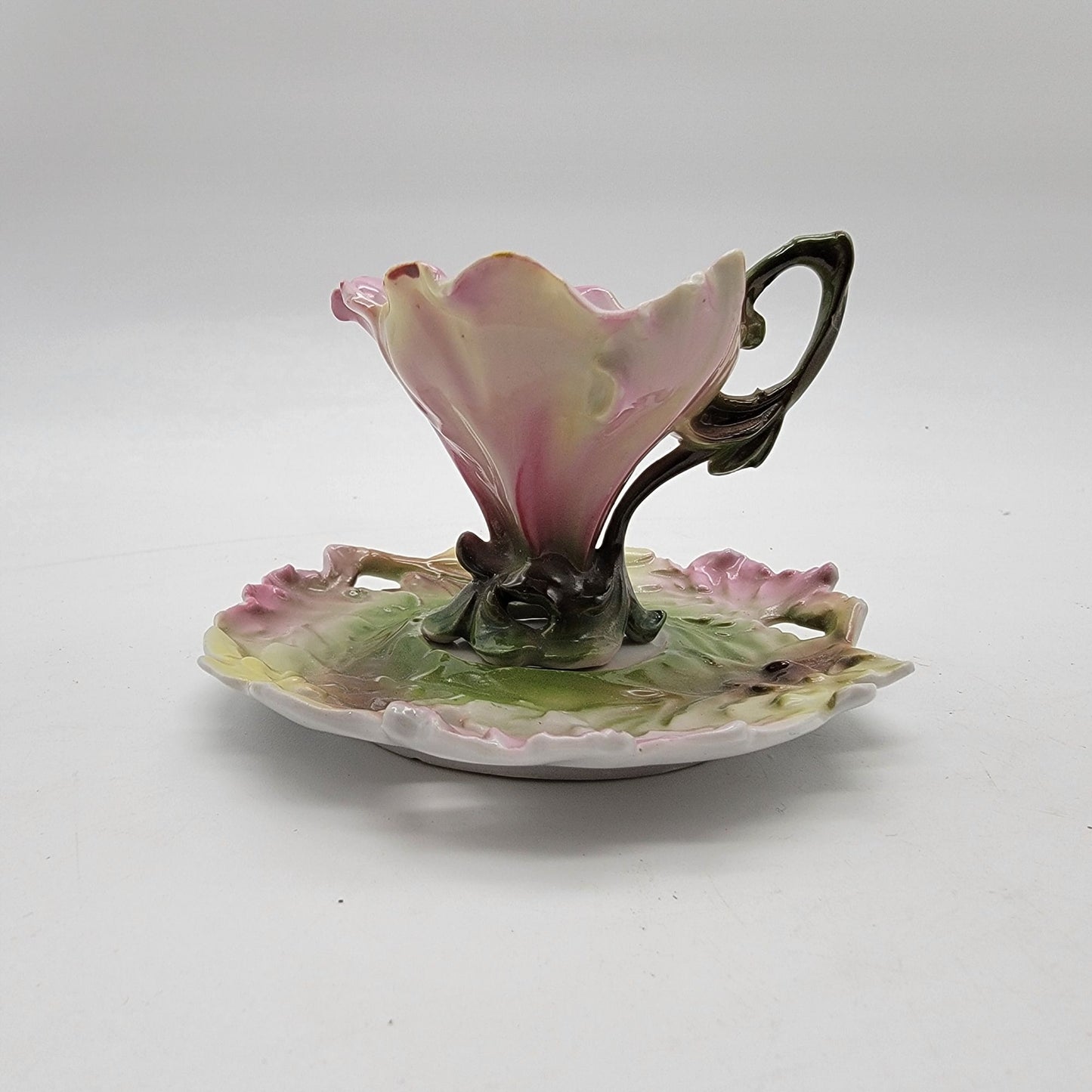 Vintage Franz Porcelain Pink Flower Tea Cup & Saucer