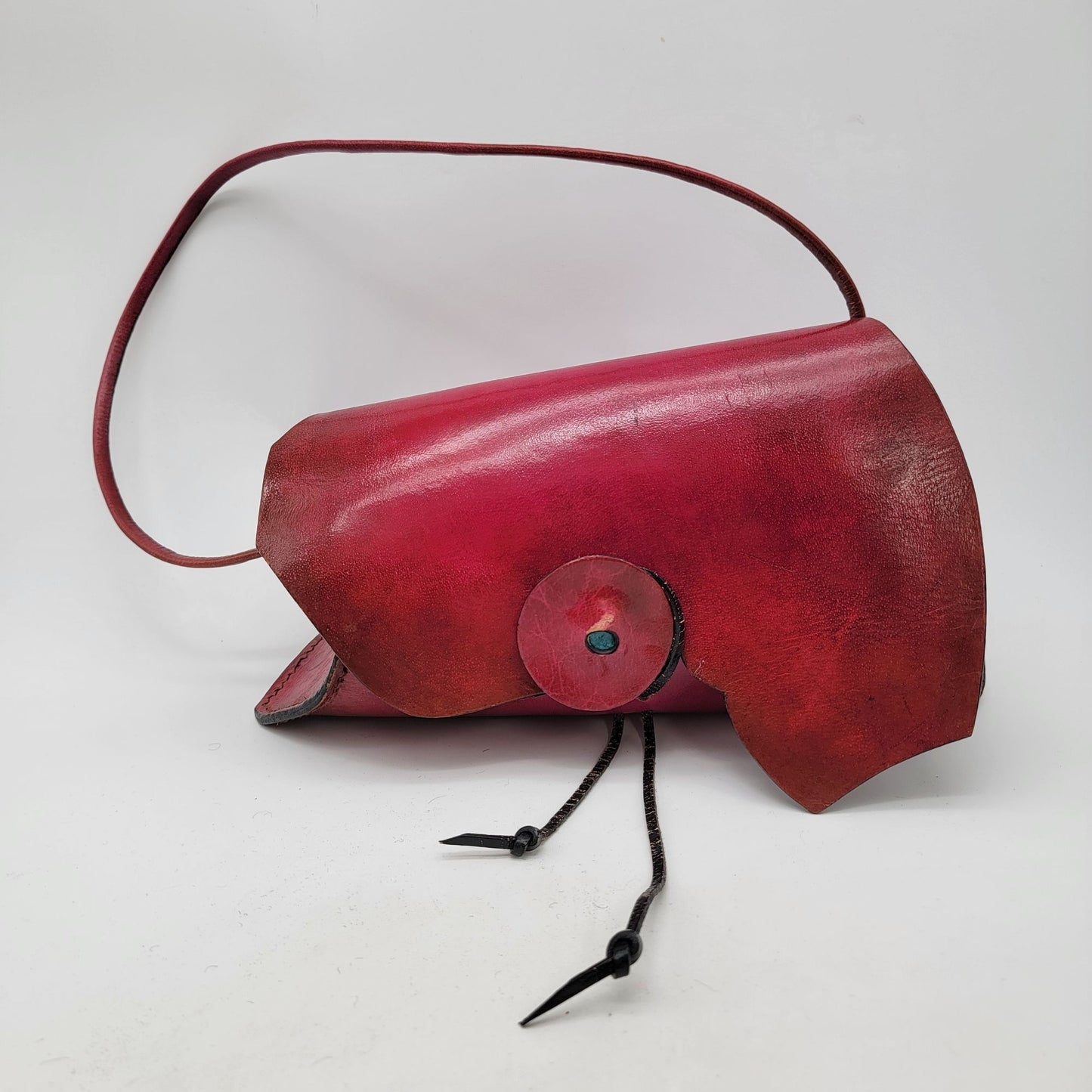 Wabag Red Leather Purse With Adjustable Strap