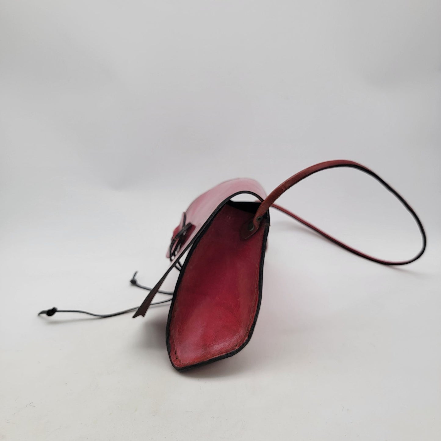 Wabag Red Leather Purse With Adjustable Strap