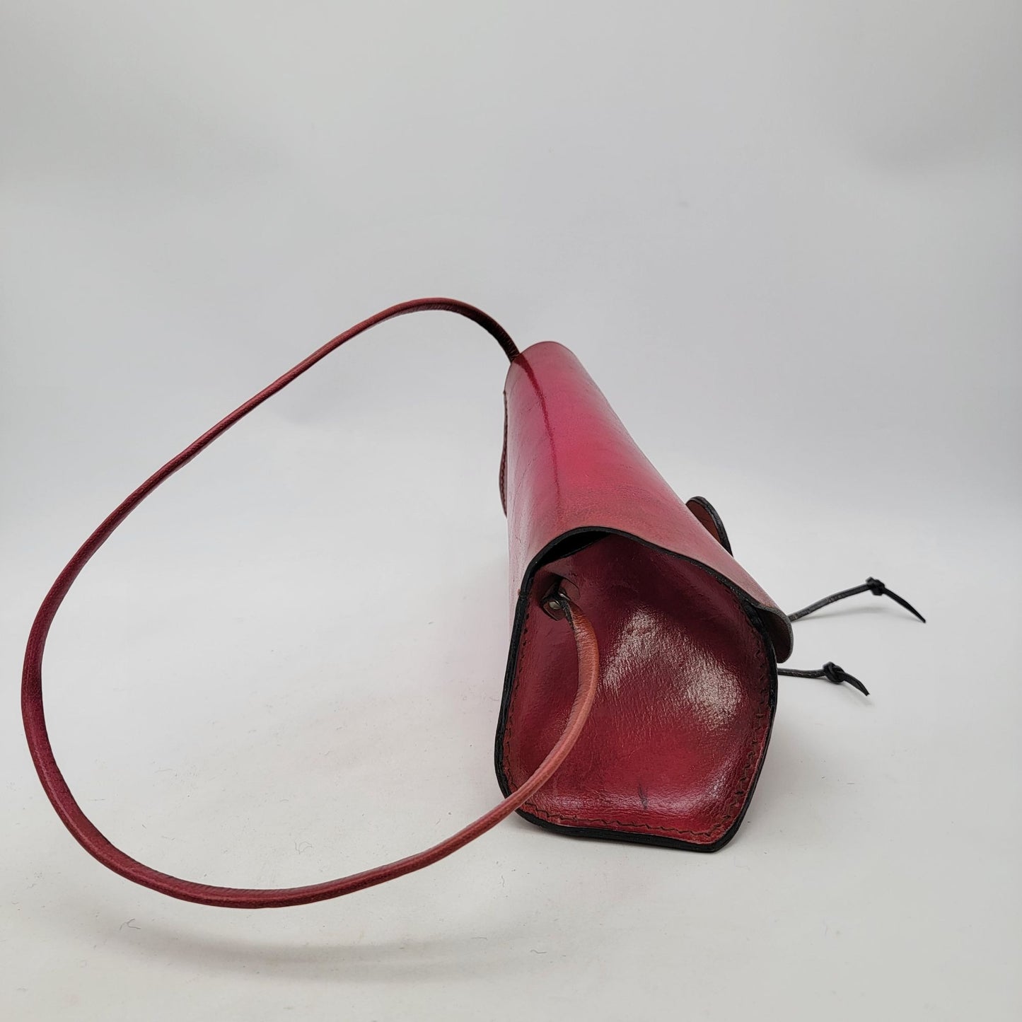 Wabag Red Leather Purse With Adjustable Strap