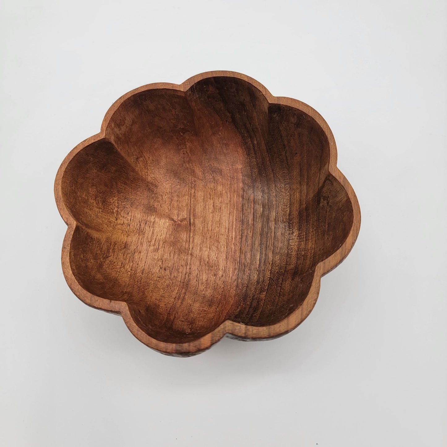 Hand-Carved Wooden Bowl With Leaf Design
